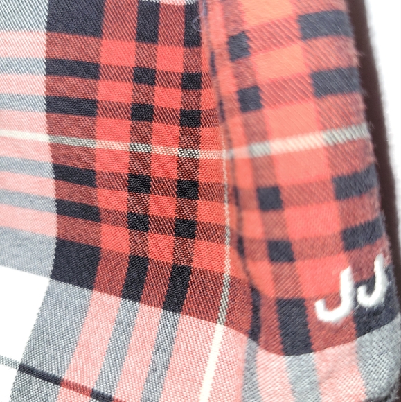 ⛄️Vintage Janie and Jack Snowman Lane Red Plaid Button Down Cotton Shirt 12-18 - Picture 4 of 6